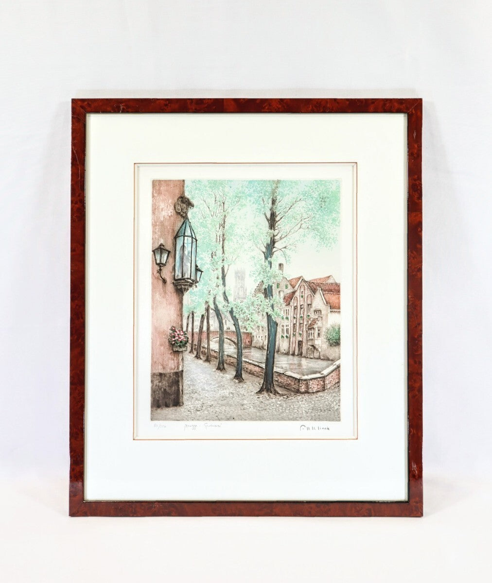 Francis Hebbelinck Etching "Brugge - Groenerei" Signed Limited Edition Belgium