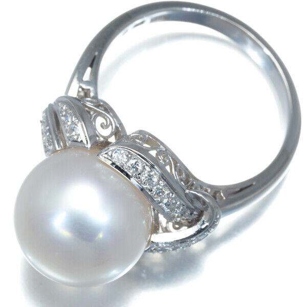 Mikimoto Ring South Sea Pearl 11.4Mm Diamond 0.23Ct Us6-6.25 900 Platinum