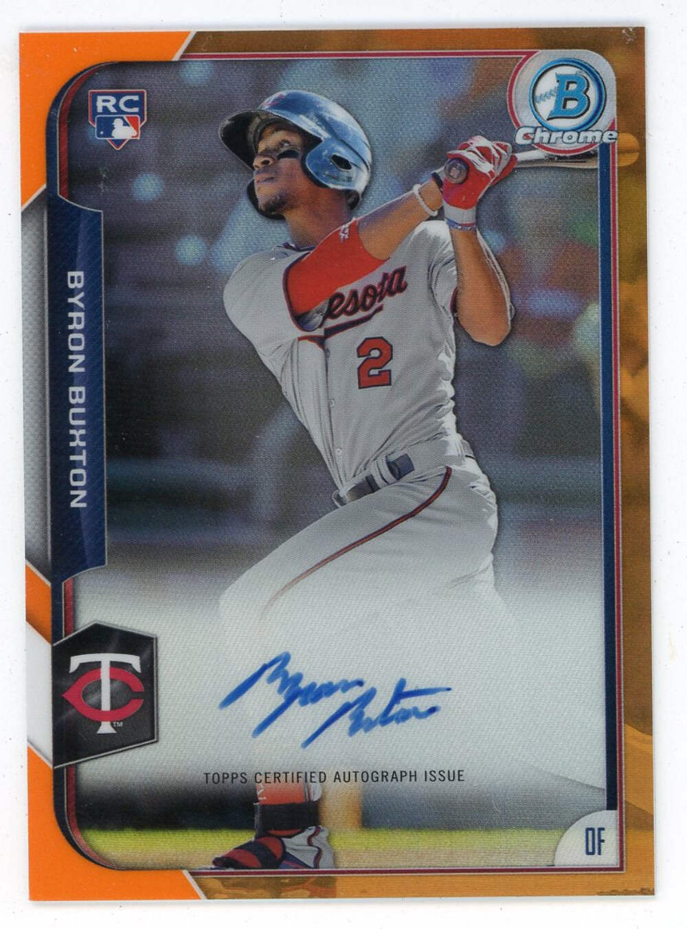 Byron Buxton Autographed Bowman Chrome Rookie Card #Bcar-Bb /25