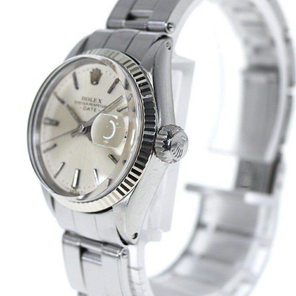 Rolex Oyster Date 6517 Silver Case Size 26.0Mm Ladies Used Watch #61423