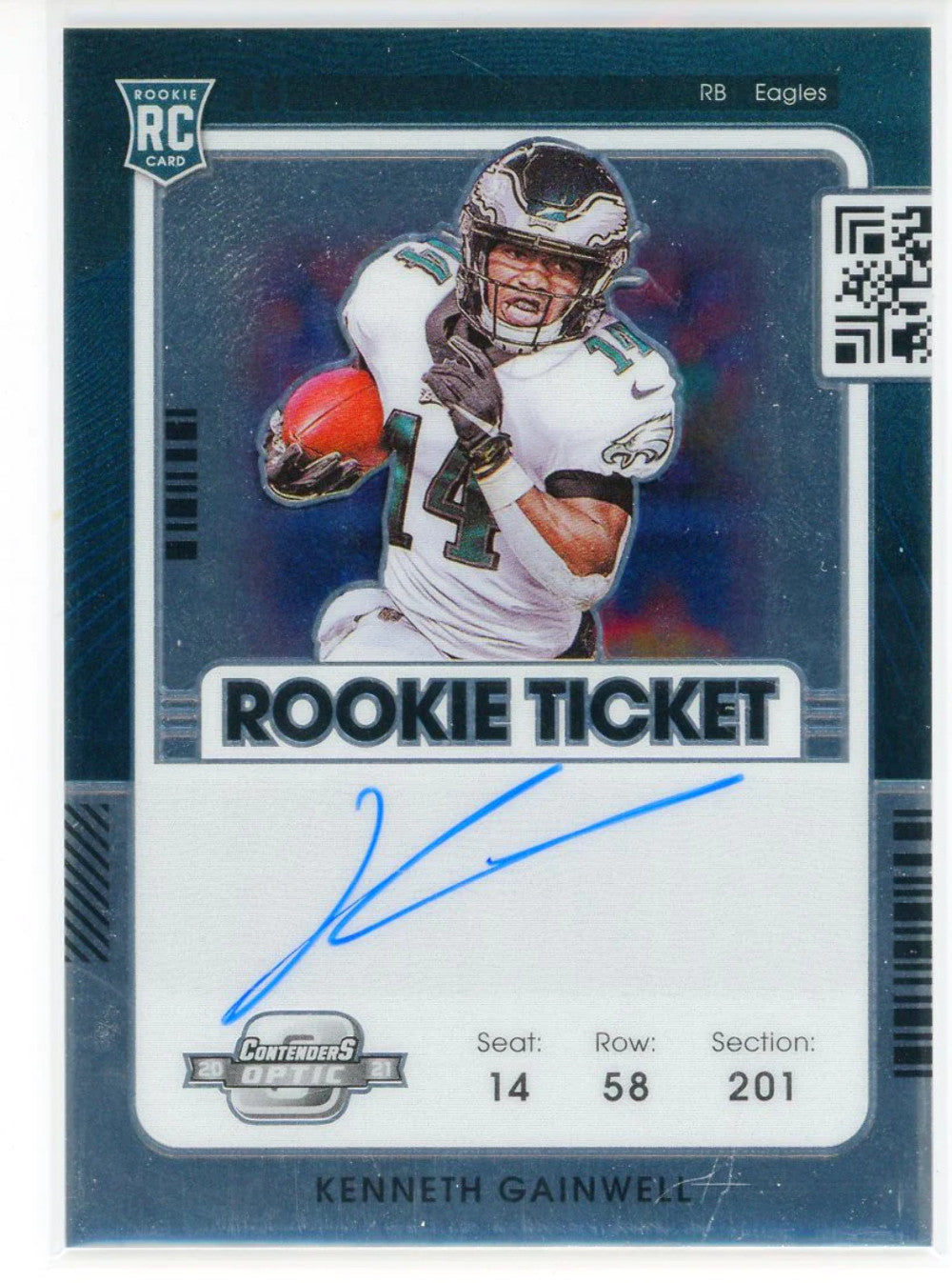 Kenneth Gainwell Autographed 2021 Panini Contenders Optic Rookie Ticket Card #13