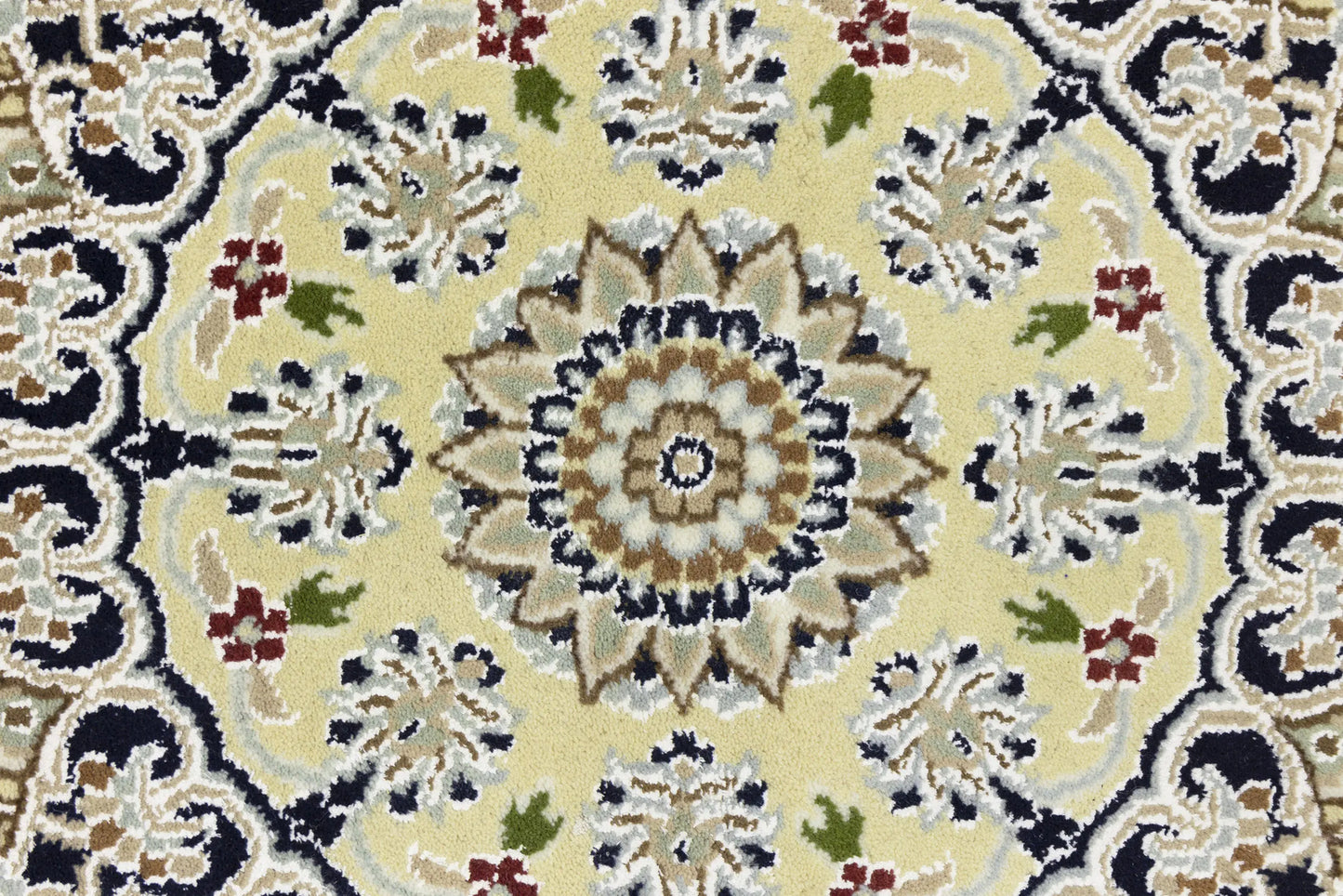 Handmade Indo-Nain Wool Rug Classic Floral