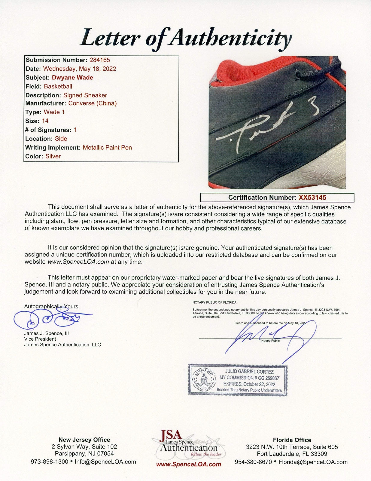 Dwyane Wade Autographed Converse Wade 1 Shoe (Jsa)
