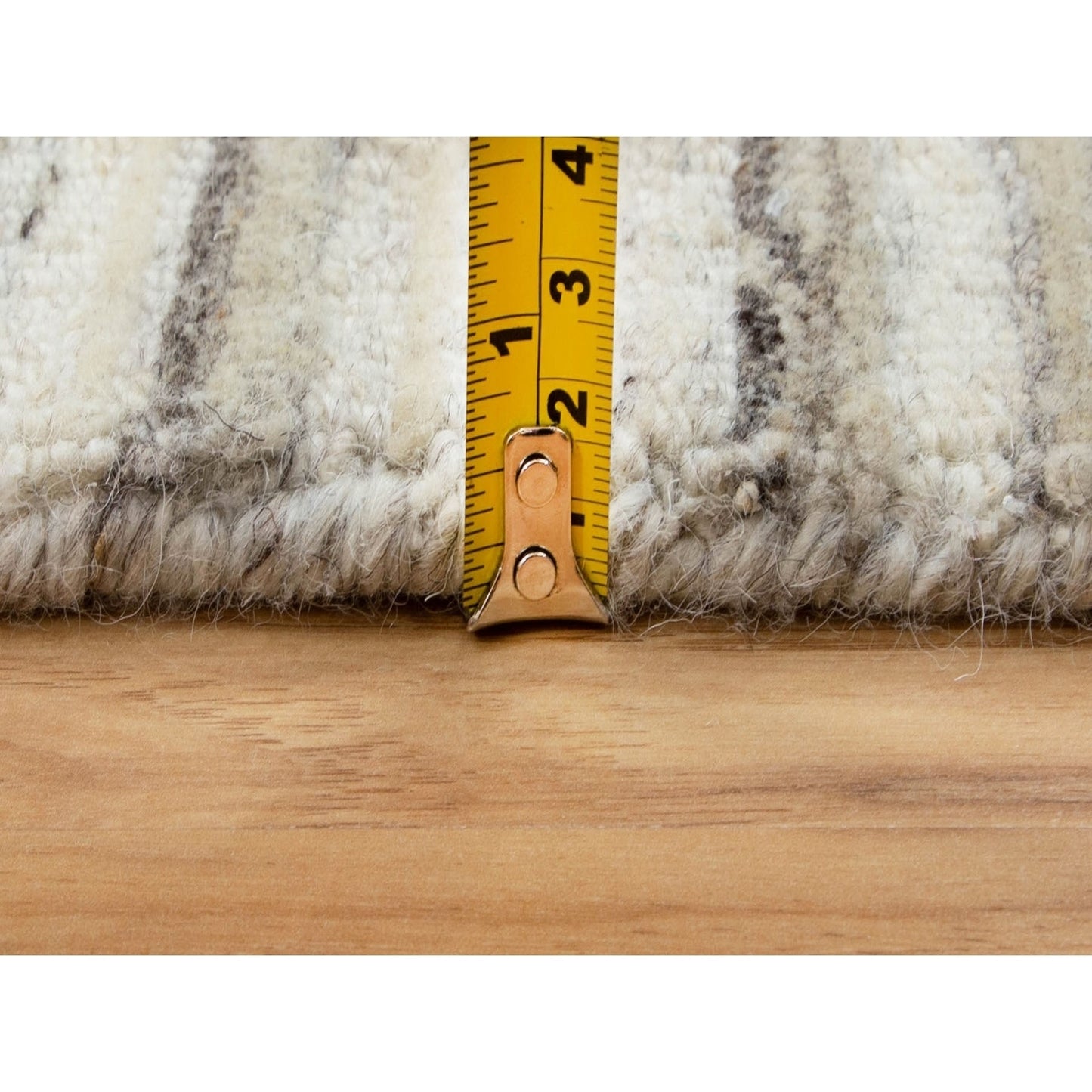 2'6"X9'8" Beige Hand Loomed Organic Wool Modern Runner Oriental Rug