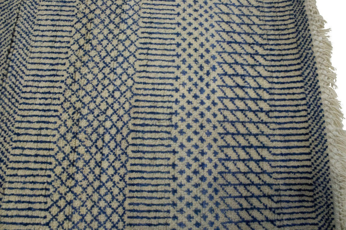 Blue & Ivory Handmade Grass Style Rug Modern Oriental Carpet 5X8'5 ft