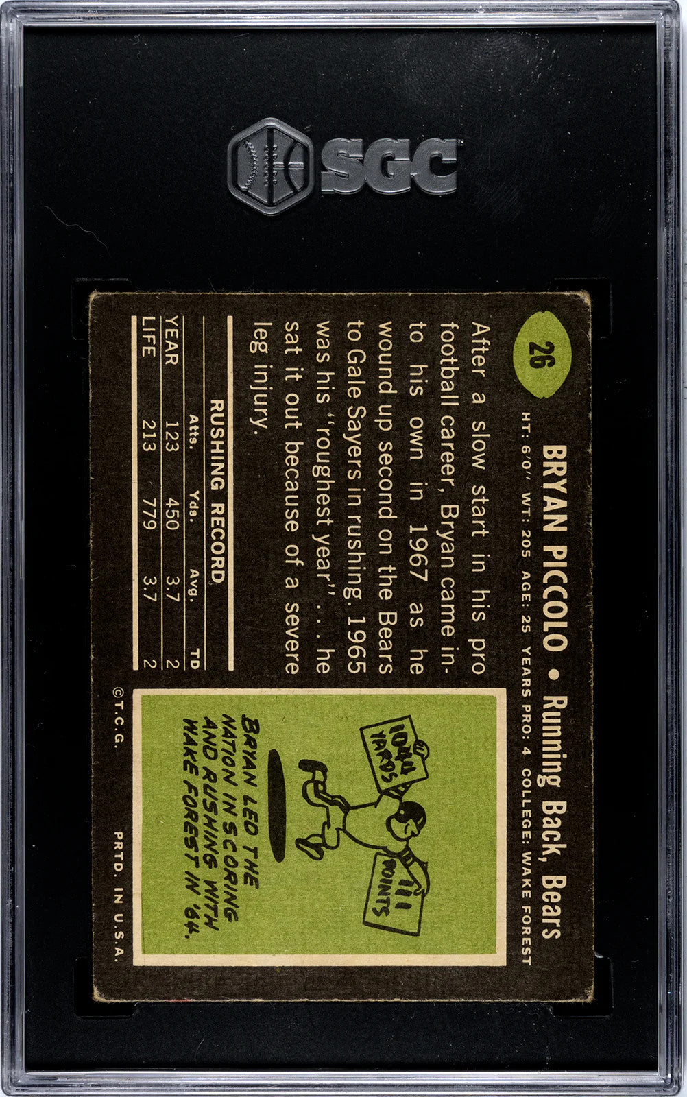 Bryon Piccolo 1969 Topps #26 Sgc 3