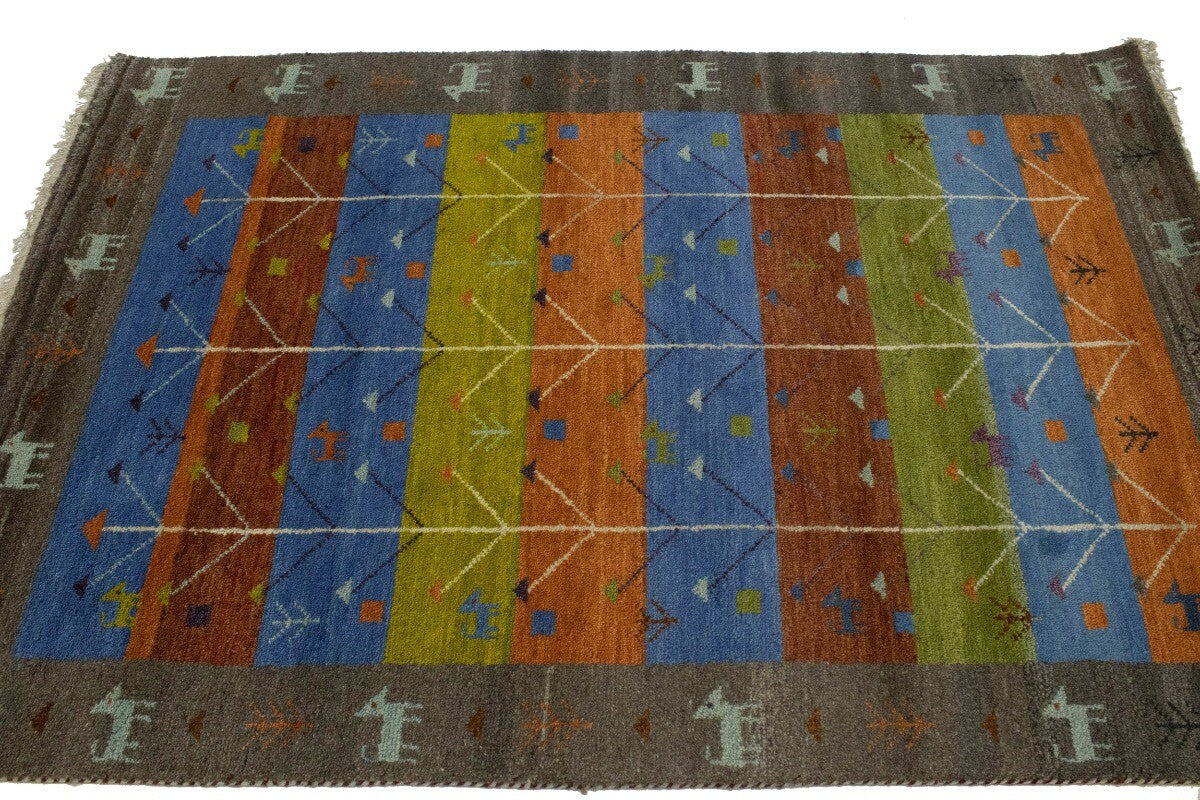 Modern Multicolored Pictorial Tribal Gabbeh Rug