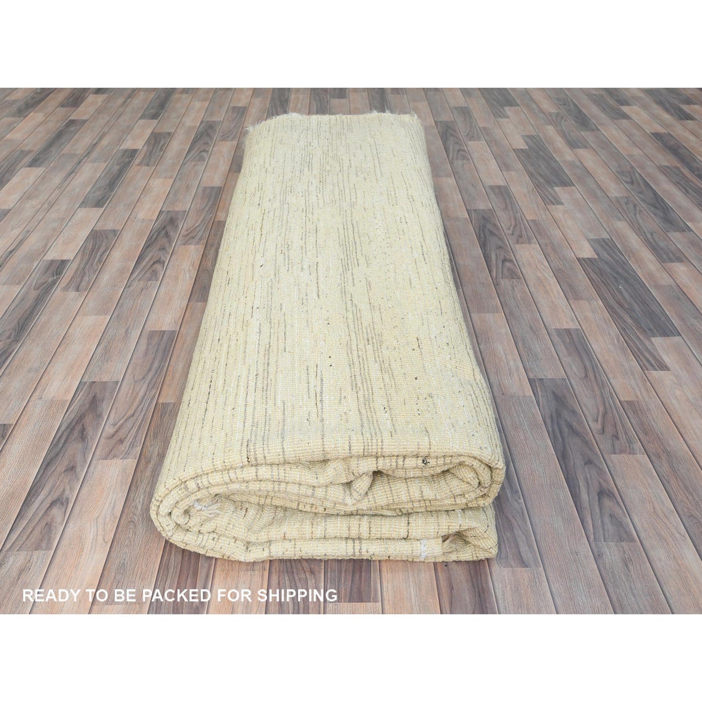 12'4"X18'1" Ivory Pure Wool Hand Knotted Moroccan Berber Oversized Rug