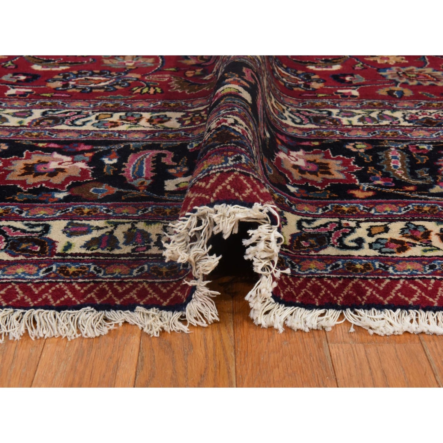 9'9"X12'10" Red Zoroastrian Clean Full Pile Pure Wool Hand Knotted Rug