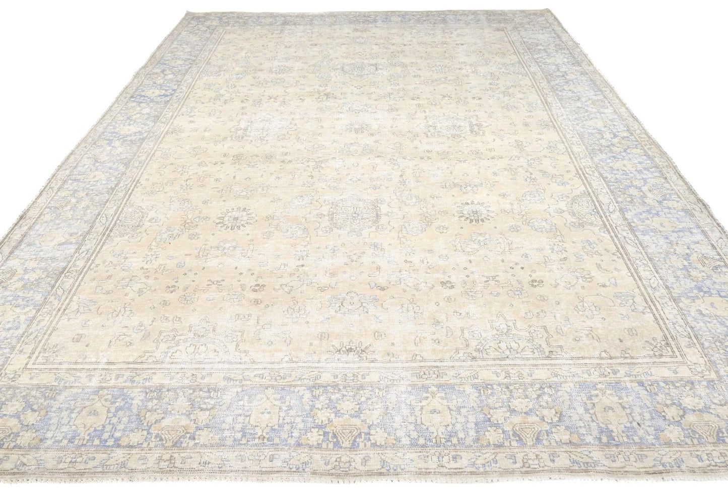 Handmade Antique Muted Distressed Oriental Rug