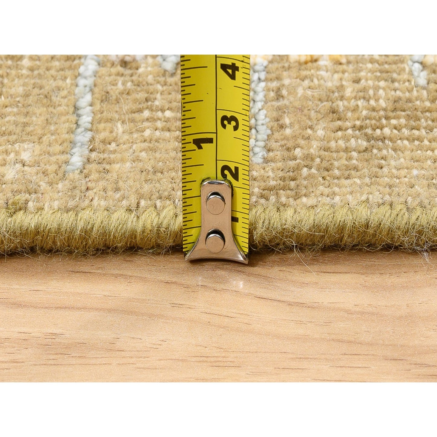 2'7"X22' Gold Brown Hand Knotted Silk With Textured Wool Xl Runner Rug