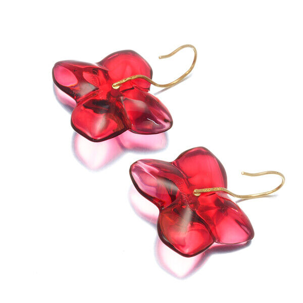 Baccarat Earrings Hortensia Crystal Glass Flower