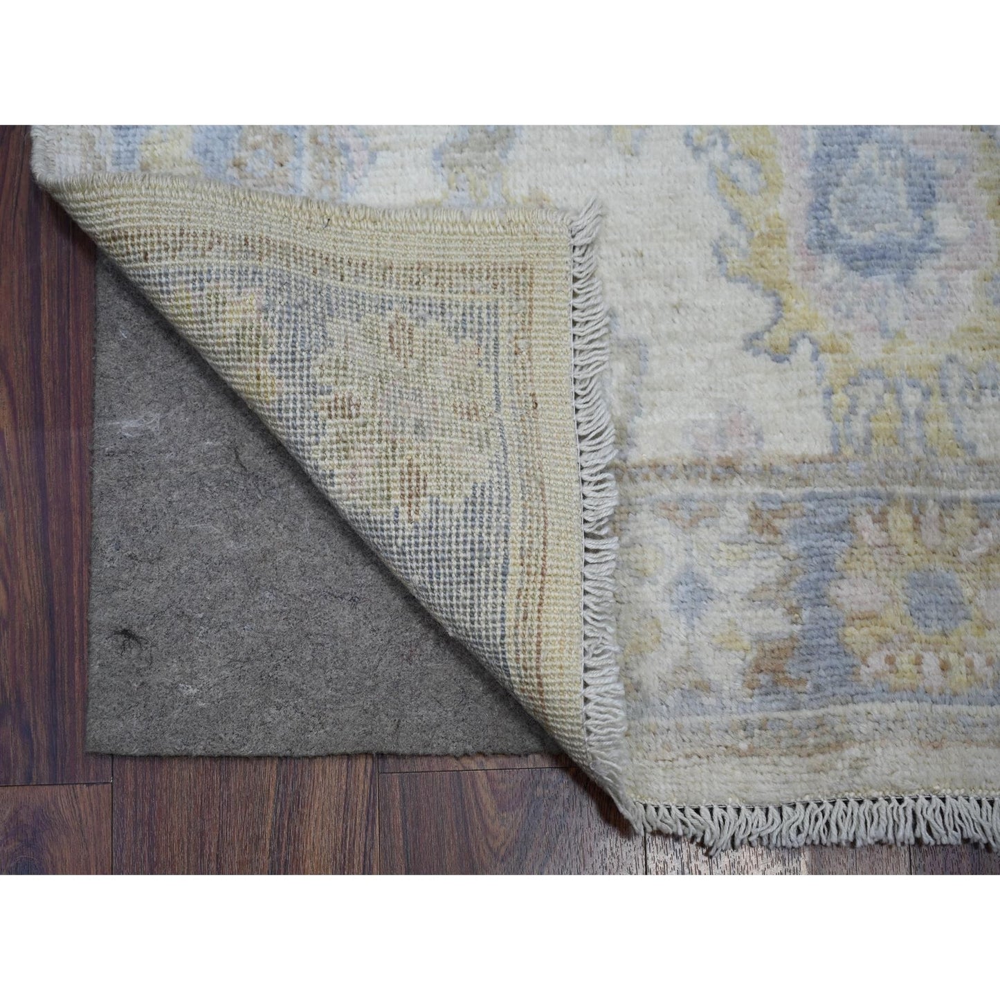 2'8"X17'3" Ivory Wool Hand Knotted Afghan Angora Oushak Xl Runner Rug