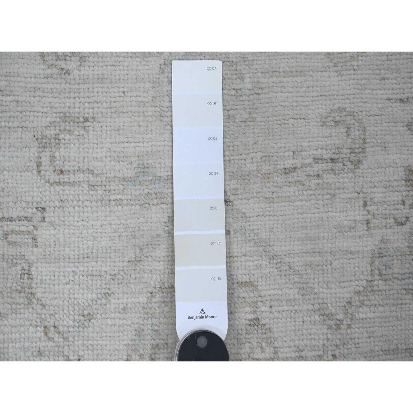 3'X9'5" White Hand Knotted Afghan Angora Oushak Vines Design All Wool Rug