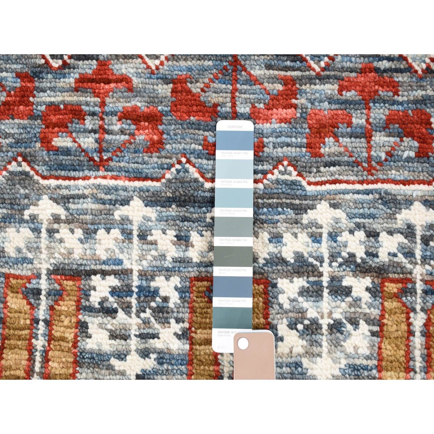 10'2"X14'2" Gold Mamluk Design Hand Spun Wool Hand Knotted Rug