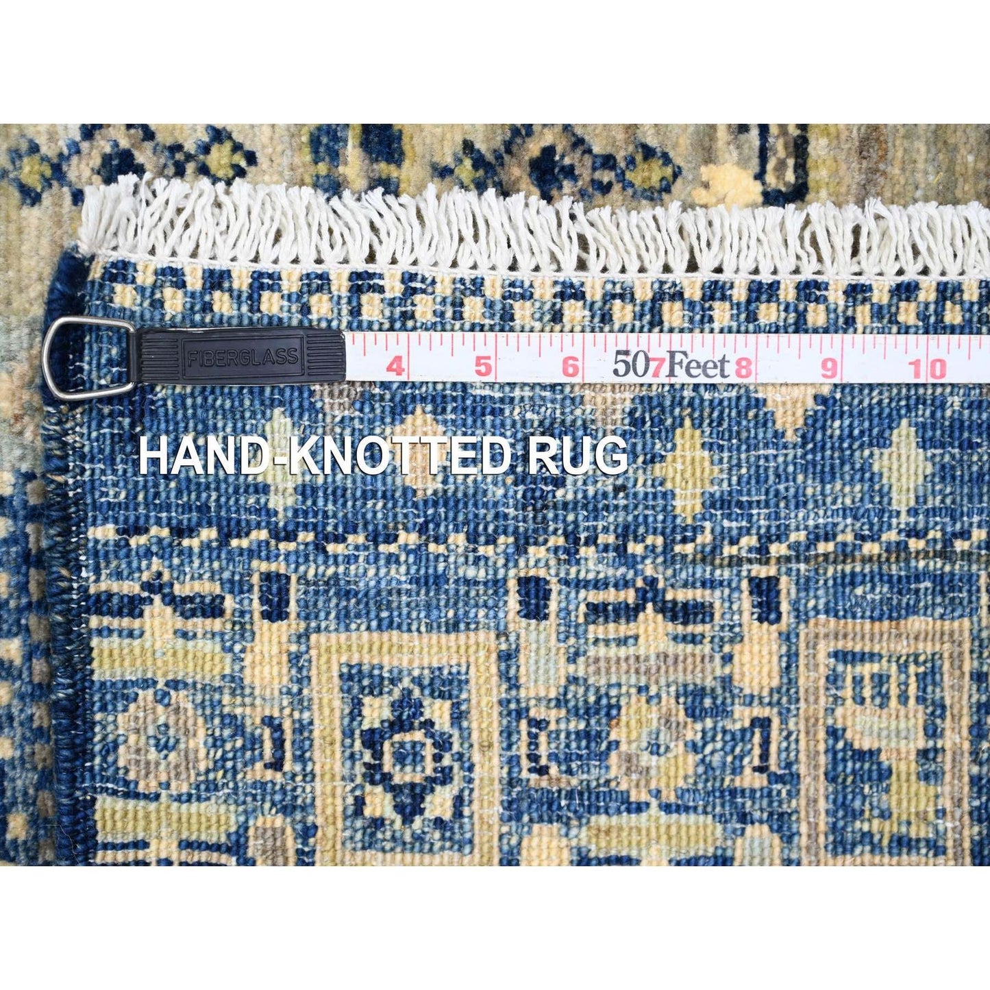 2'6"X9'8" Blue Hand Knotted Kashkuli Animal Figurines All Wool Runner Rug
