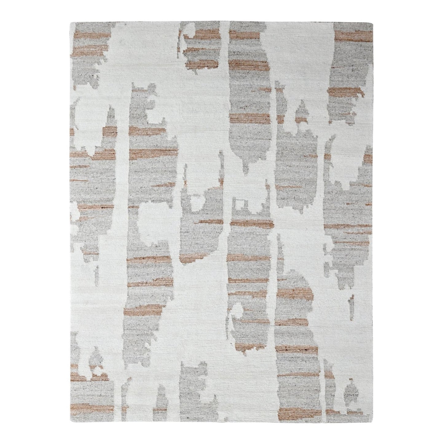 9'2"X12' Ivory Hand Knotted Minimalist Swedish Design Flat Weave Wool Rug