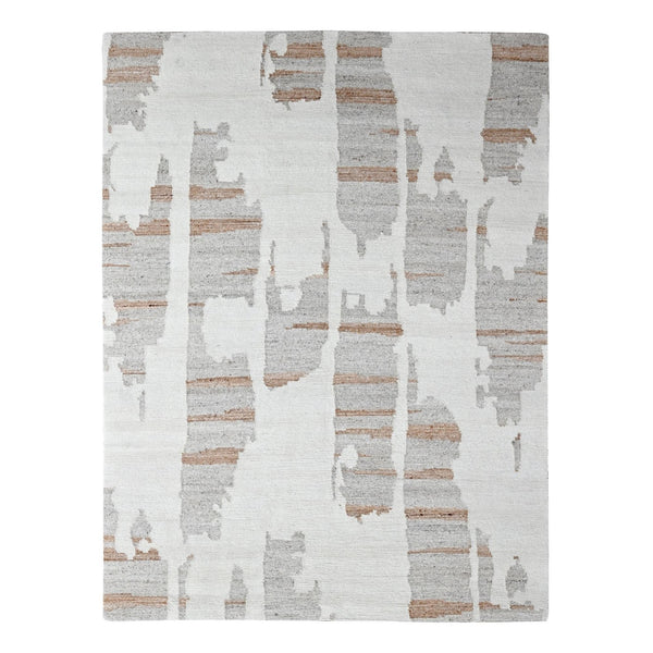 9'2"X12' Ivory Hand Knotted Minimalist Swedish Design Flat Weave Wool Rug