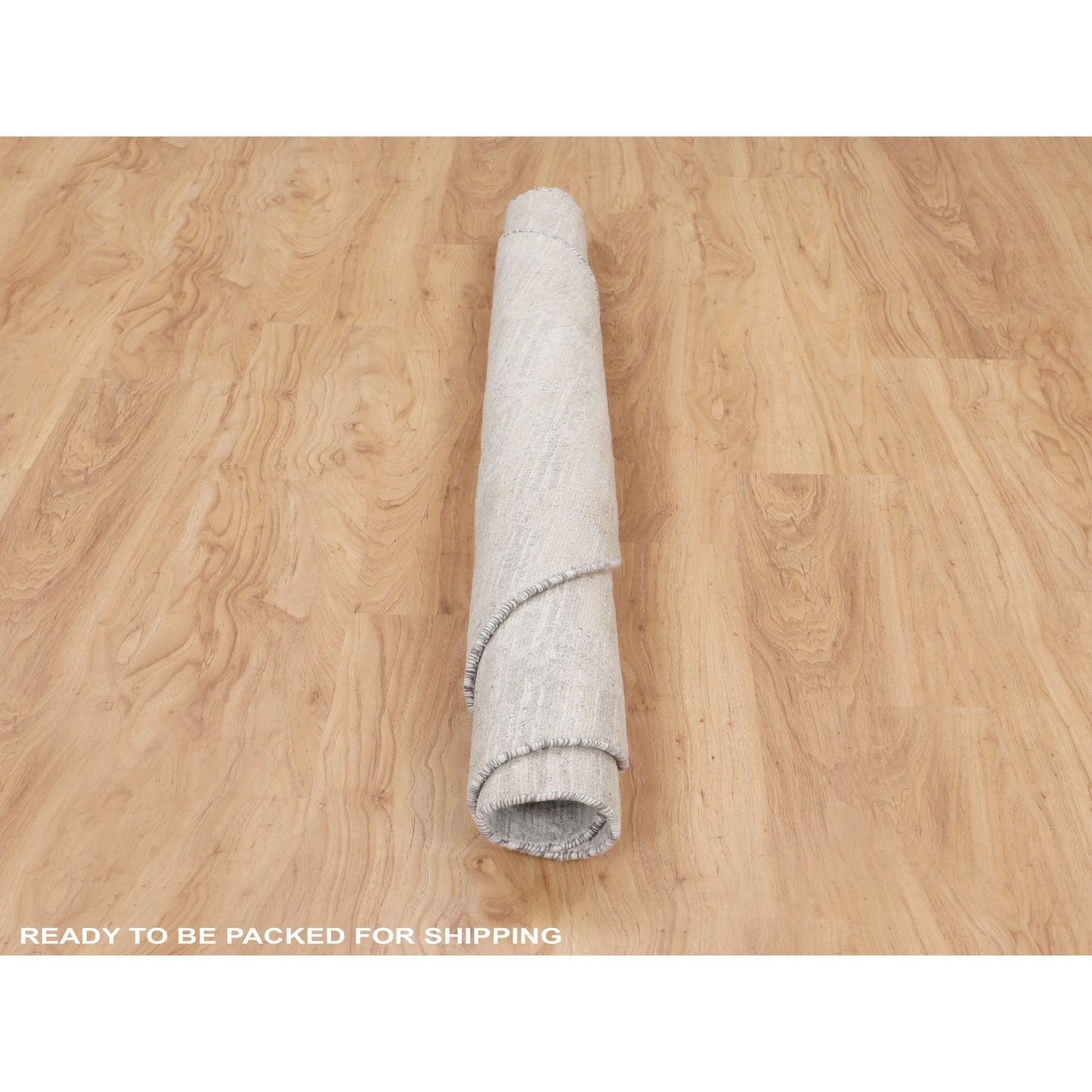 6'X6' Hand Spun Undyed Natural Wool Modern Round Hand Knotted Rug