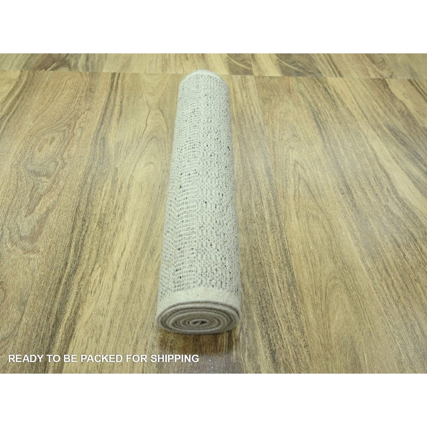 2'7"X12'1" Gray Hand Knotted Rug Oxidized Grass Design Wool Runner