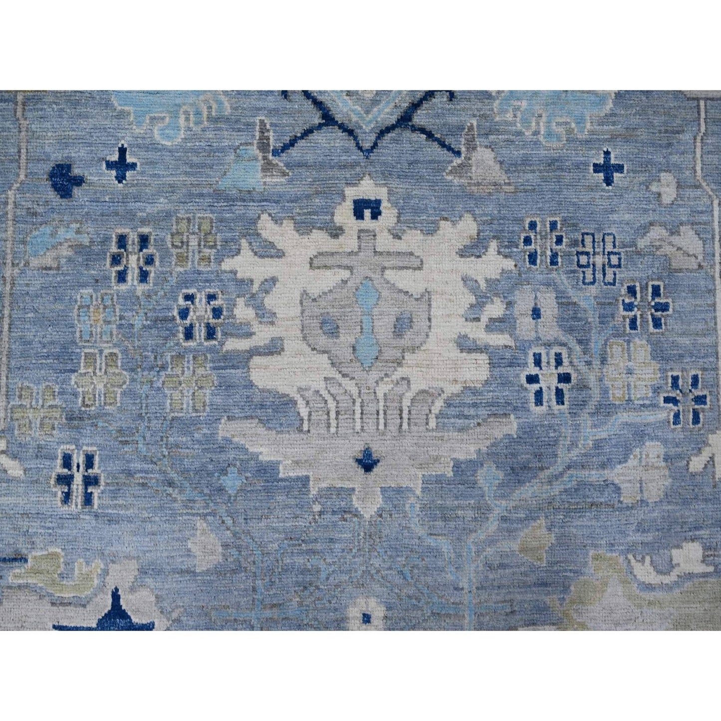 10'X10' Air Force Blue Wool Weft Angora Oushak Square Oriental Rug