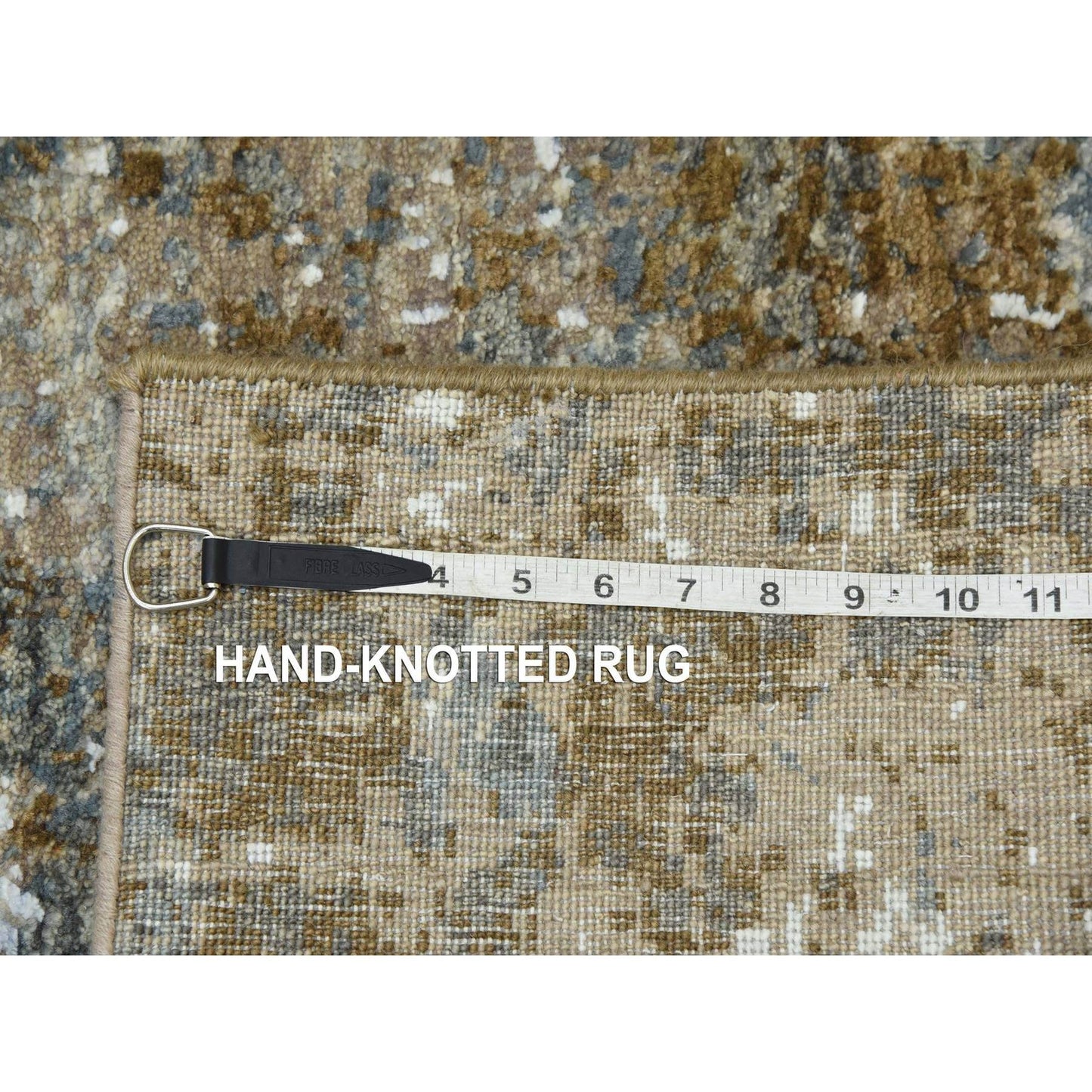 2'6"X20'3" Gray Hand Knotted Abstract Design Pure Wool Xl Runner Rug