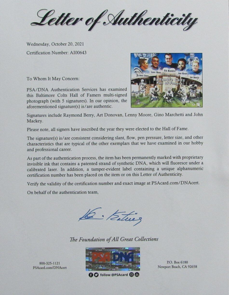 Baltimore Colts Hall Of Famers Signed/Autographed