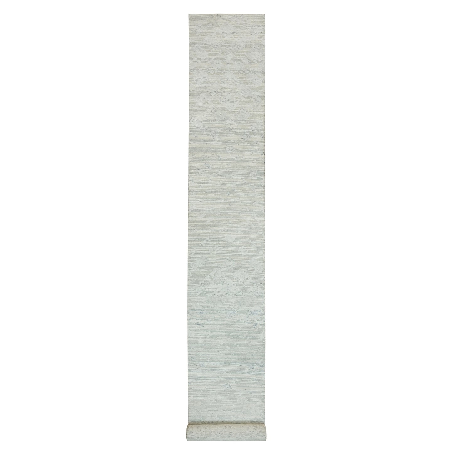 2'7"X22' Gray Modern Design Hand Spun Wool Hand Knotted Xl Runner Rug