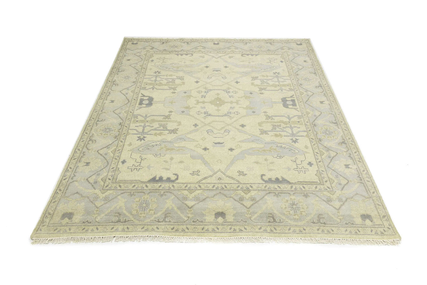 Large Handmade Oushak Oriental Rug Floral Design