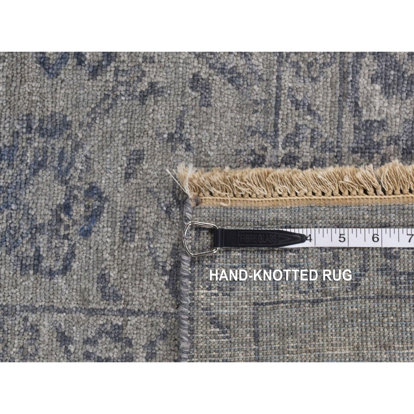 3'1"X8'3" Carbon Gray Tebraz Design Wool And Silk Hand Knotted Rug