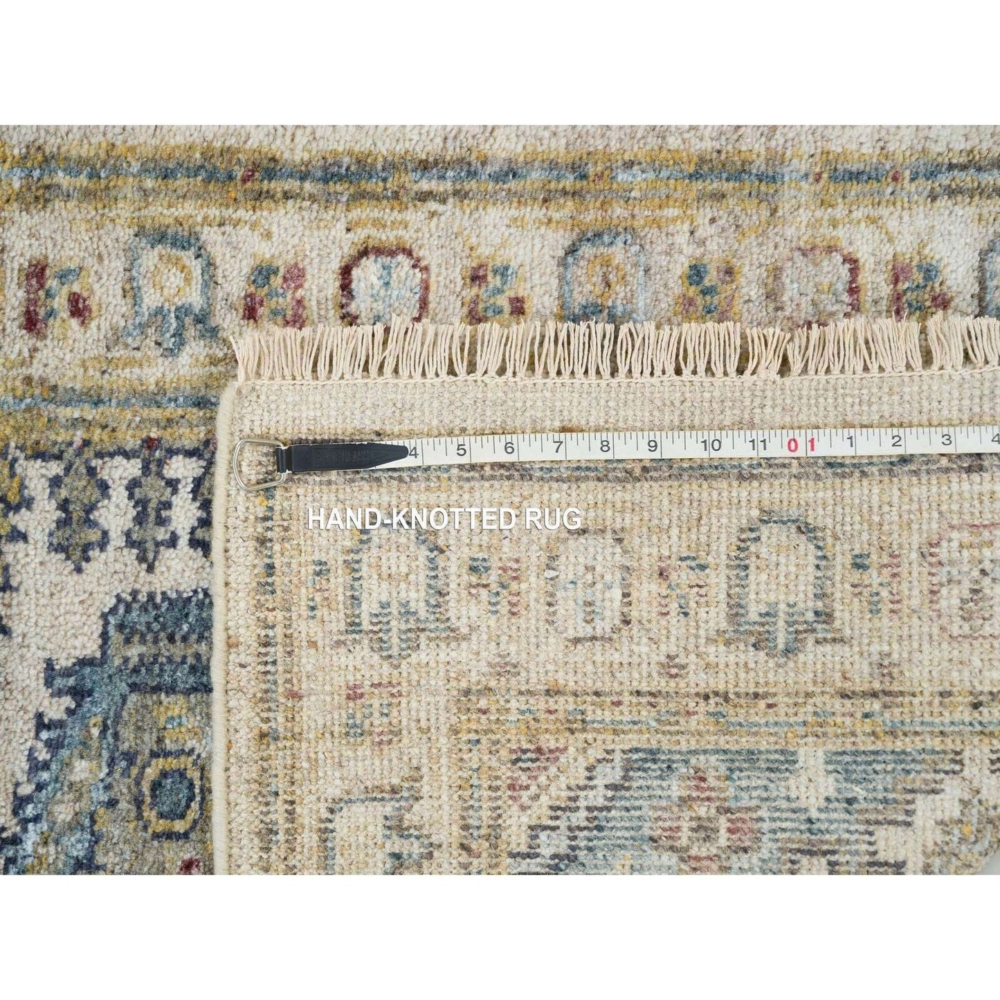2'7"X11'10" Ivory Hand Knotted Reimagined Viss Design Runner Oriental Rug