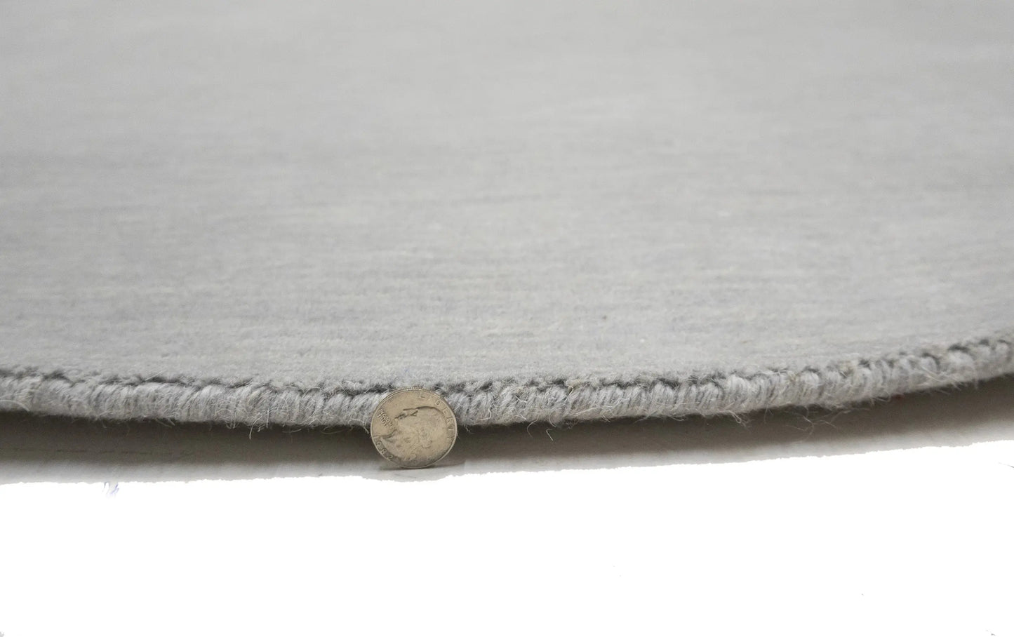 Gray Solid Hand-Loomed 6X6 Gabbeh Wool Round Rug