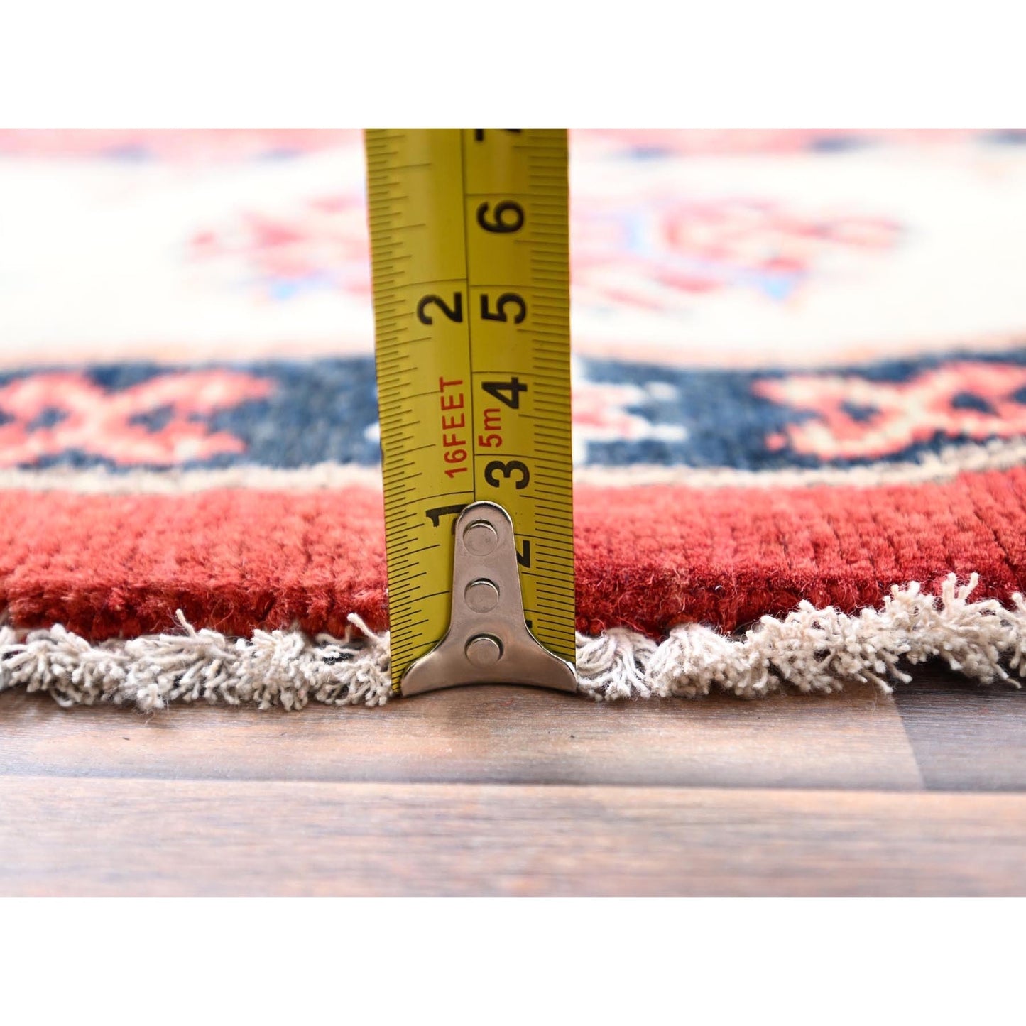 8'X8' Red Special Kazak Pure Wool Hand Knotted Round Oriental Rug