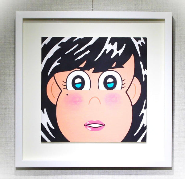 Jun Oson Original Painting "Face" Japan Signed Framed Acrylic On Paper