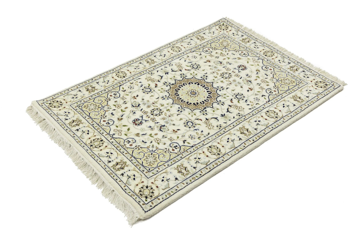 Indo-Nain Hand-Knotted Wool Oriental Rug Classic