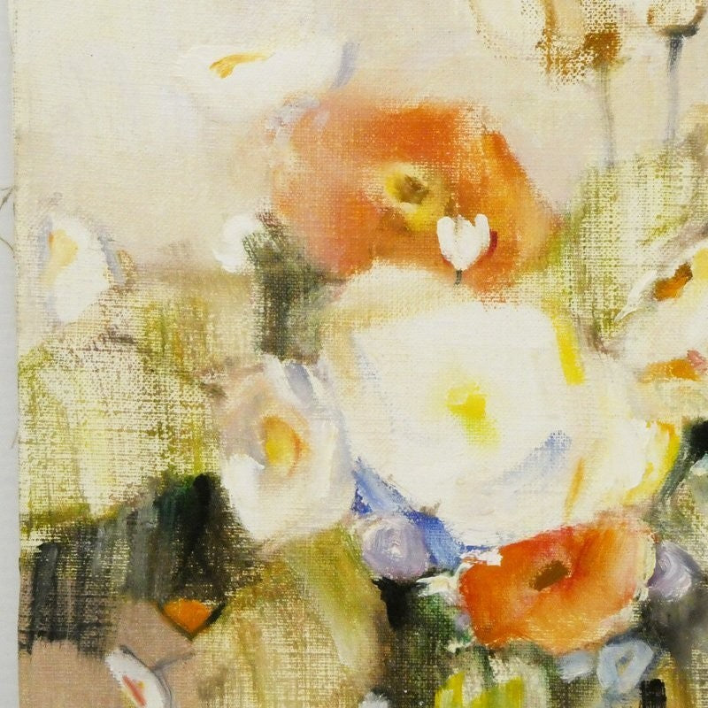 Krystyna Warecka Original Oil Painting Still Life With Flowers Poland Signed F8