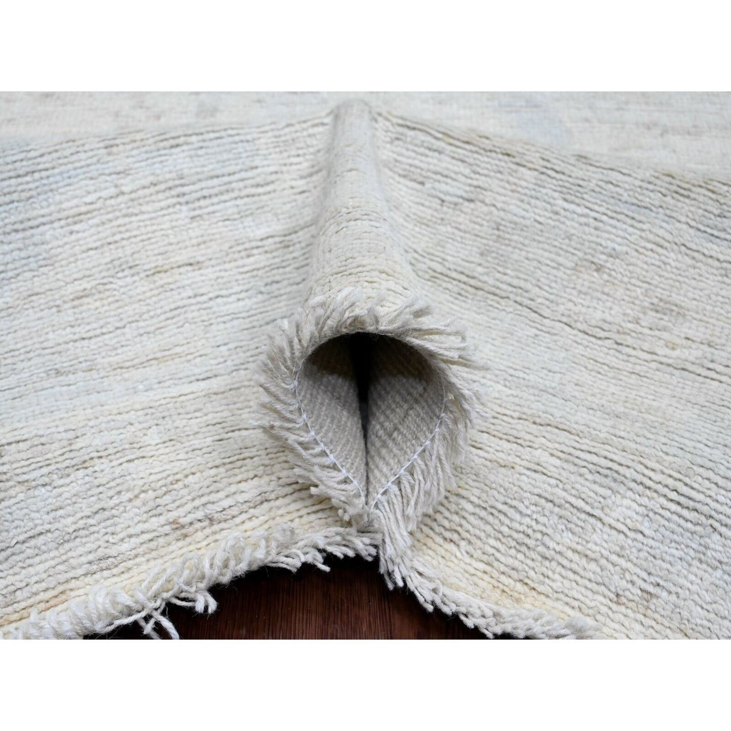 9'10"X13'9" Gray Afghan Angora Oushak Leaf Design Hand Knotted Wool Rug