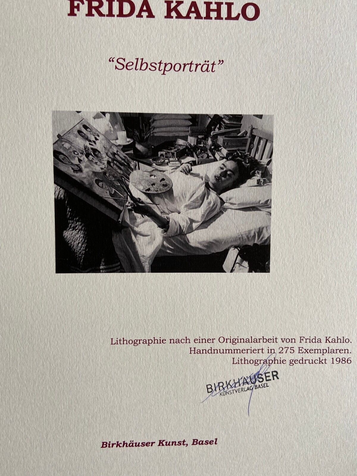 Frida Kahlo Lithograph Coa Hand