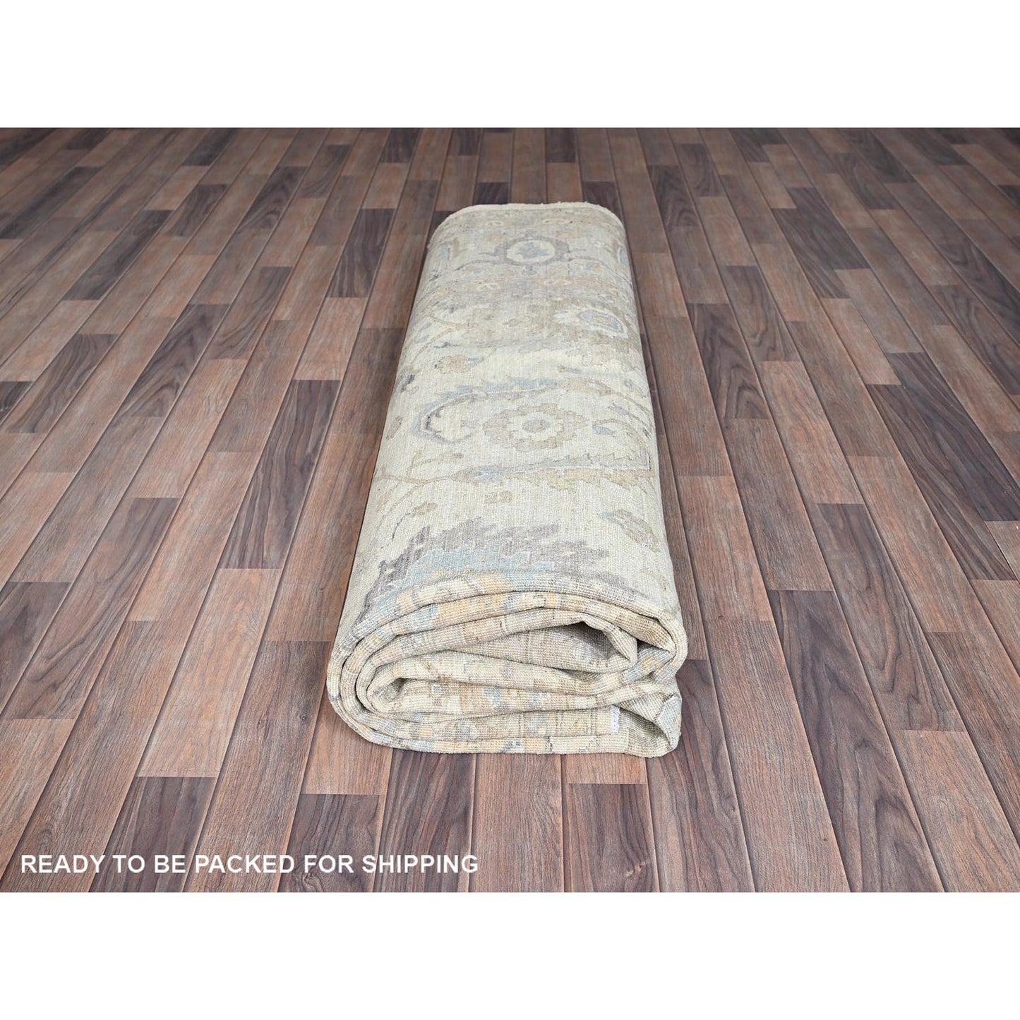 9'1"X11'8" Chiffon White White Wash Peshawar Hand Knotted Pure Wool Rug