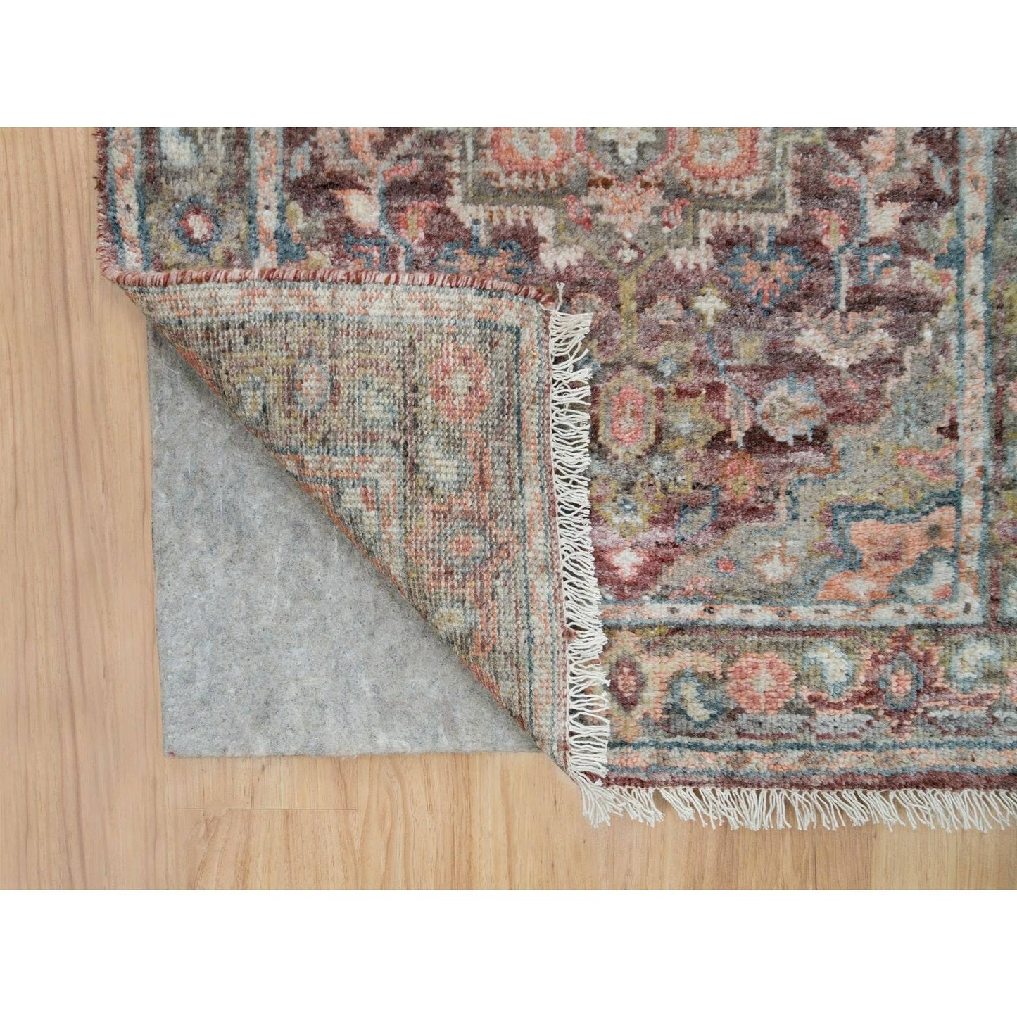 2'6"X15'8" Red Wool Heris Revival Hand Knotted Xl Runner Oriental Rug