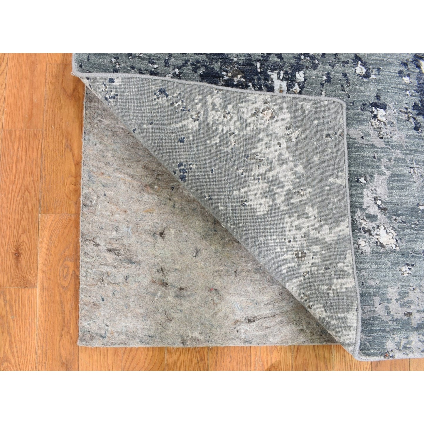 2'6"X10' Dense Weave Abstract Design Wool & Silk Hand Knotted Runner Rug