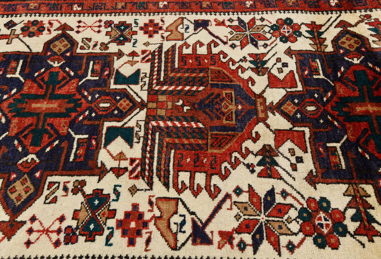 Vintage Hand-Knotted Tribal Runner Rug Wool