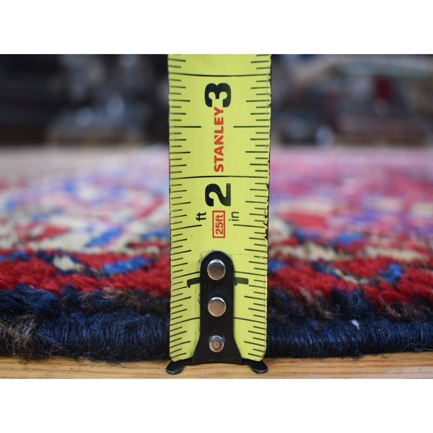 7'4"X9'9" Tomato Red With Gold Farsian Heris Pure Wool Hand Knotted Rug