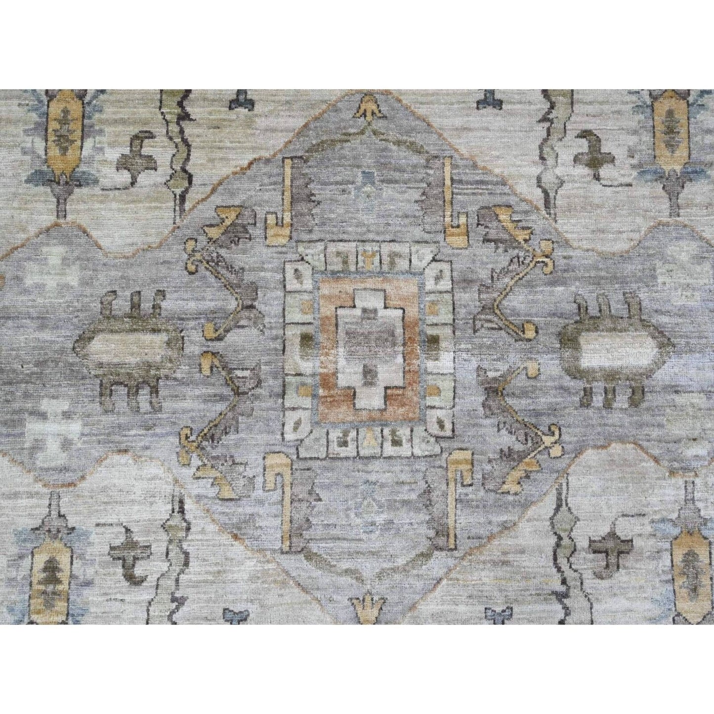 10'X13'8" Cedar Brown Seeripe Heris Revival Ghazni Wool Hand Knotted Rug