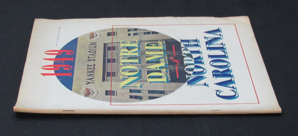 11/12/1949 Notre Dame Vs. North Carolina Program 186015
