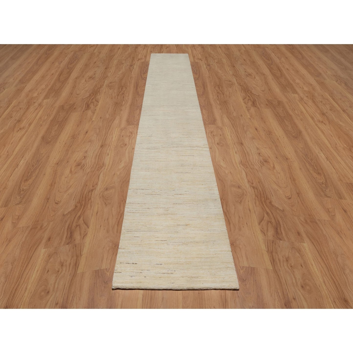 2'8"X16' White Modern Plain Design Pure Wool Hand Knotted Xl Runner Rug