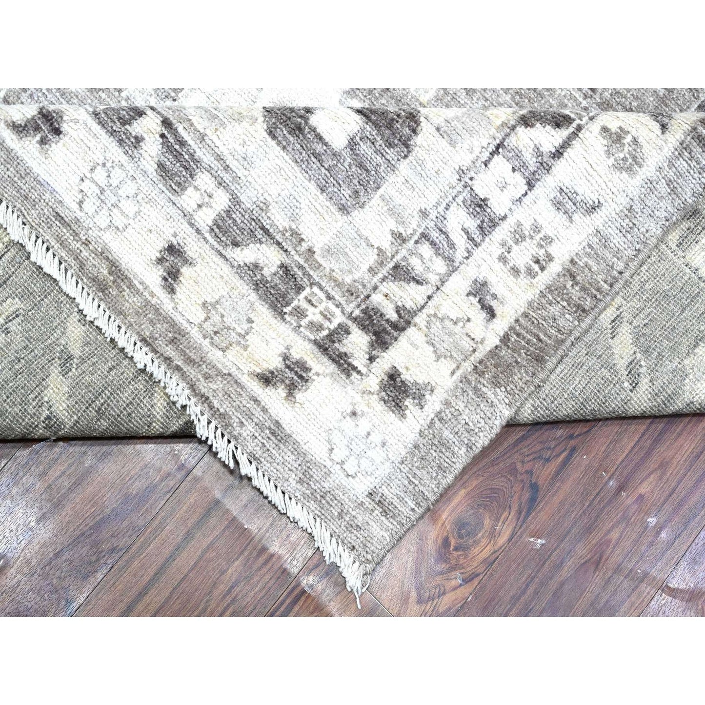 10'2"X14' Nevada Gray Hand Knotted Afghan Angora Oushak Oriental Rug