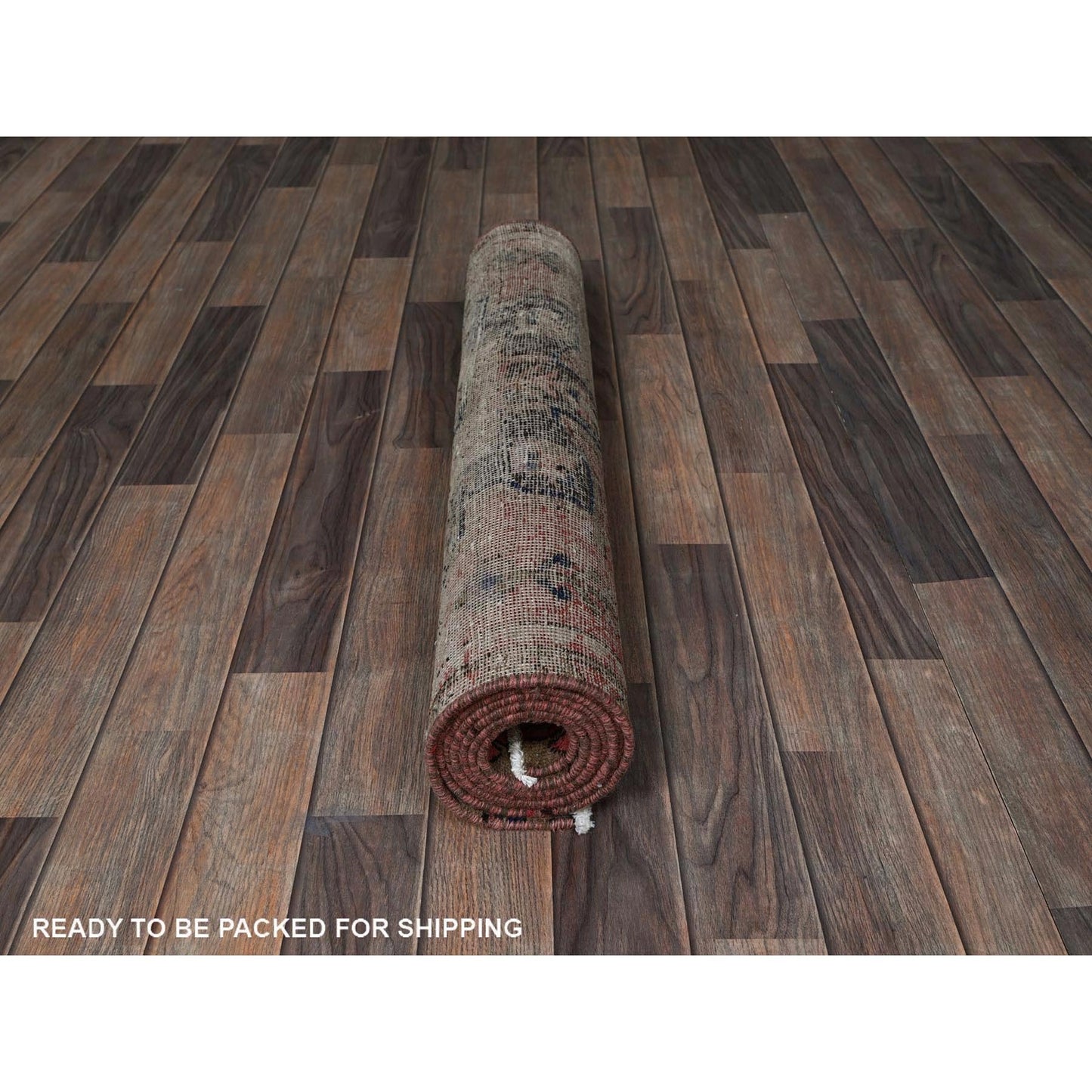 3'1"X8' Blush Red, Vintage Zoroastrian Heris Hand Knotted Wool Runner Rug