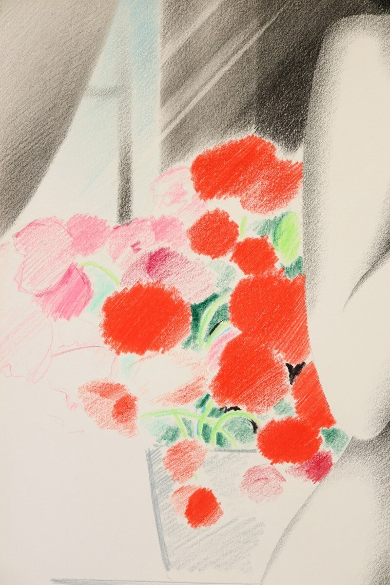 Jean Grard Dubois "Matinale" 1984 Original Color Pencil Drawing 50X65Cm Signed