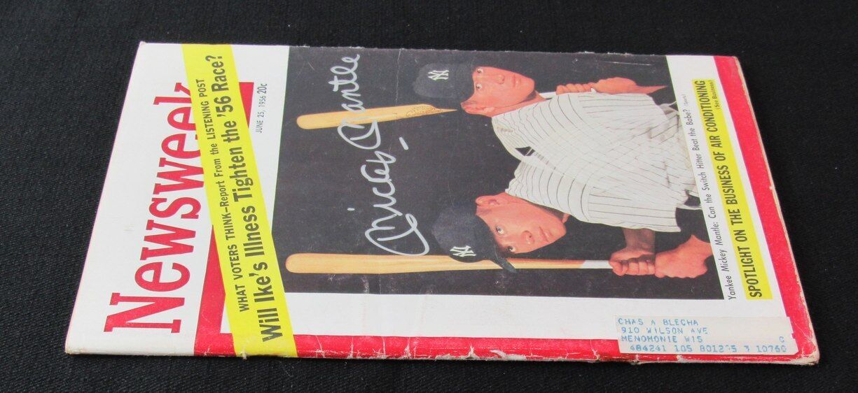 Mickey Mantle Hof Yankees Signed June 25, 1956